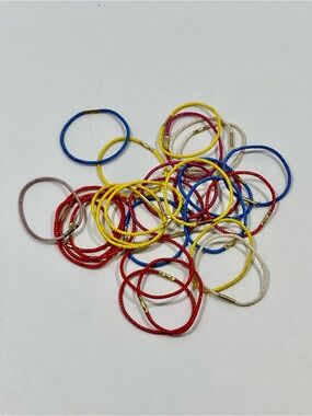 28 Vintage Goody Metallic Braided Hair Ties Elastics 1980s 1990s Metal Crimp Lot